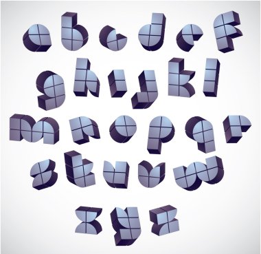 bloklarla yapılmış 3d fütüristik yuvarlak yazı tipi.