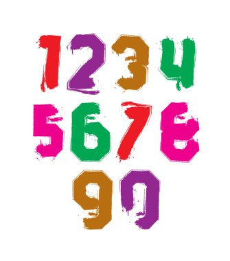 Konturlu sayılar, sıradışı suluboya nu topluluğu el çekilmiş