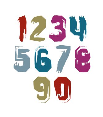 Konturlu sayılar, sıradışı çocukça wate topluluğu el çekilmiş