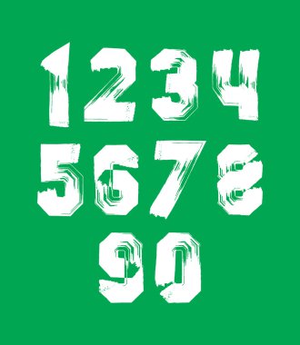 Modern suluboya fırça sayılar kümesi, beyaz şık çizilmiş 