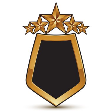 Beş pentagonal altın yıldız, şablonla hanedan vektör kuruş