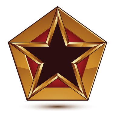 Altın ile pentagonal siyah yıldız ile göz alıcı vektör şablonu