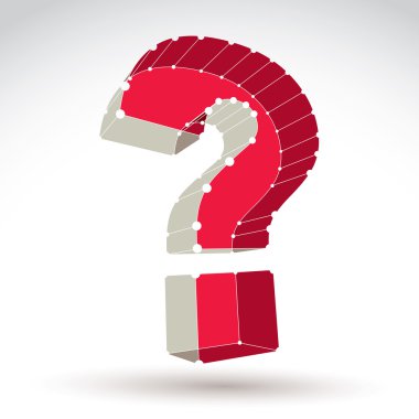 3B Kafes şık web soru işareti işareti üzerinde beyaz backgro izole