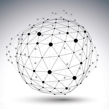 Vektör dijital 3d soyutlama, kafes geometrik poligonal nesneler