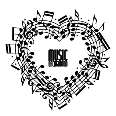 Beyaz adam üzerinde müzik notaları ile vektör siyah yuvarlak çıta