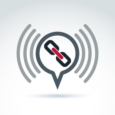 Bir bağlantı ile podcast simgesi. Sosyal ilişki sohbet. Ve