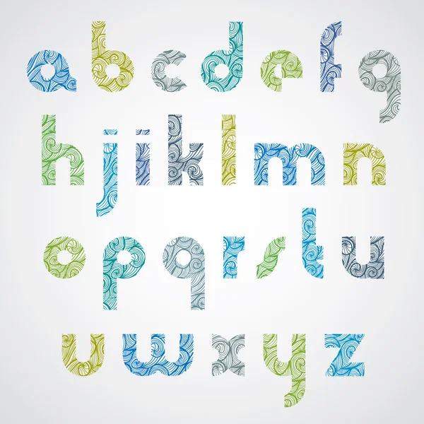 Digitale hedendaagse lettertype met hand getrokken krullend lijnen patroon. — Stockvector