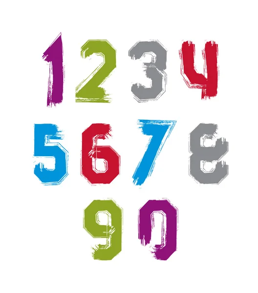 Freak colorful graffiti digits, set of vector unusual numbers dr — Stock Vector