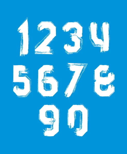 Freak white graffiti digits, set of vector unusual numbers drawn — Stock Vector