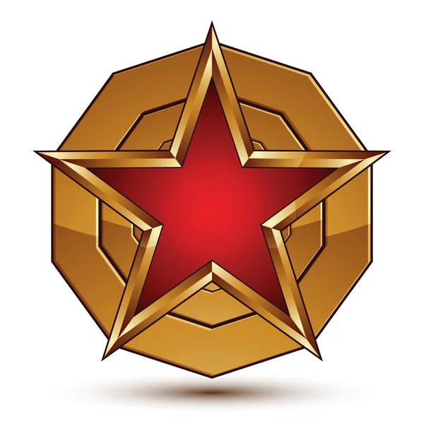 Heraldische vector afgerond oppervlak met vijfpuntige rode ster met — Stockvector