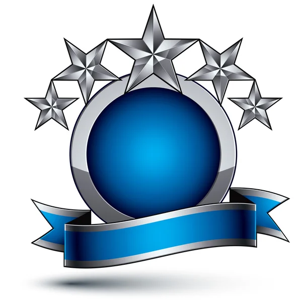 Heraldisches 3d hochglanzblaues und graues Symbol - kann im Web und im Internet verwendet werden — Stockvektor