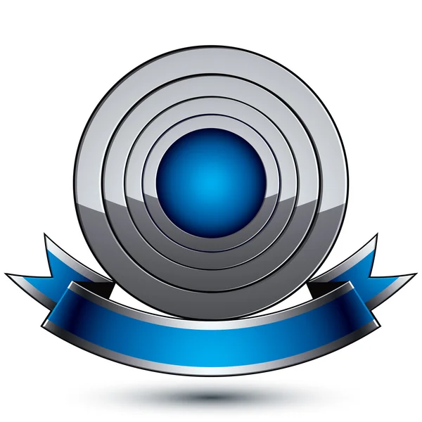 Icona araldica 3d blu lucido e grigio - può essere utilizzato in web e g — Vettoriale Stock