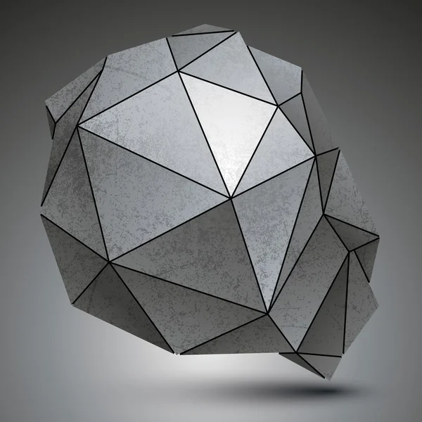 Polygonale galvaniser objet abstrait 3d, échelle de gris asymétrique tec — Image vectorielle