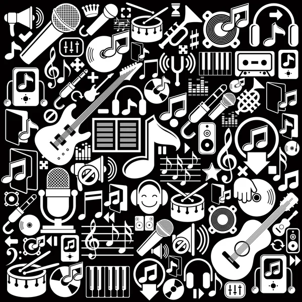 Conjunto de elementos musicales, vector blanco iconos musicales aislados . — Vector de stock