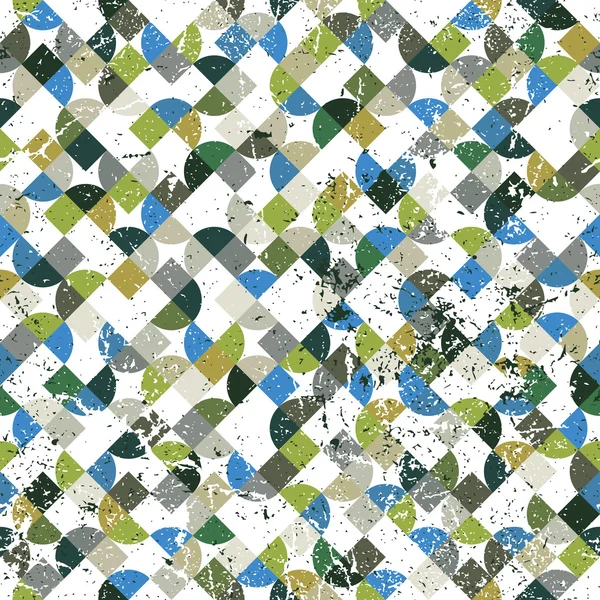 Vector geometric abstract seamless pattern, colorful worn mosaic — Stock vektor