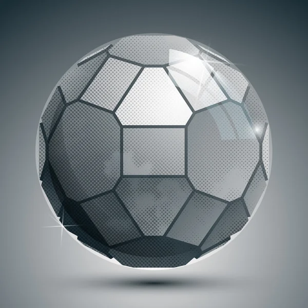 Plastic pixel grayscale dimensional sphere created from geometri — Stock Vector