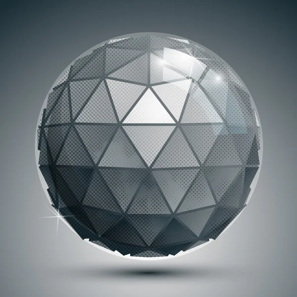 Plastic pixel dimensional sphere, synthetic dotted geometric obj — ストックベクタ