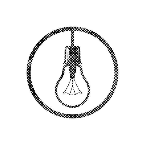 Light bulb vector pictogram met pixel afdrukken halftone puntjes textuur. — Stockvector