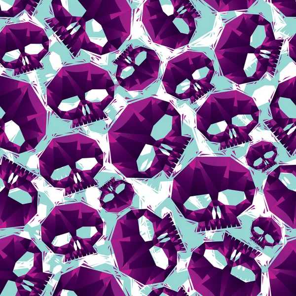 Violet skulls seamless pattern, geometric contemporary style rep — Stock Vector