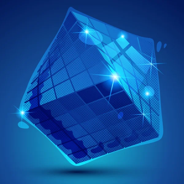 Пластиковый пиксельный объект, синтетический пунктирный геометрический изо — стоковый вектор