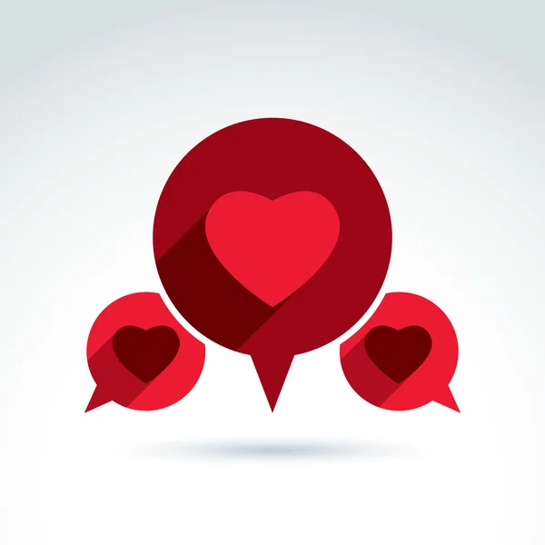 Coeur sur l'icône des bulles de parole, vecteur conceptuel élégant sy — Image vectorielle