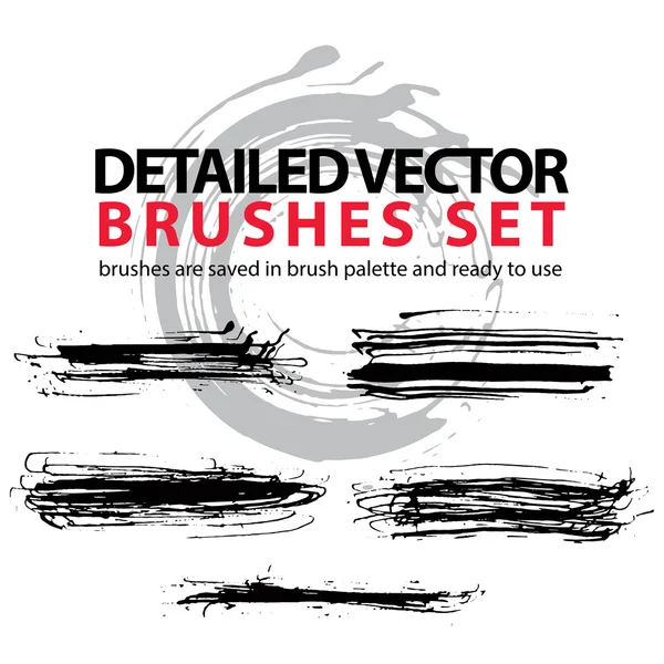 Collection of ink hand drawn brushes scanned and traced in highe — Stock Vector