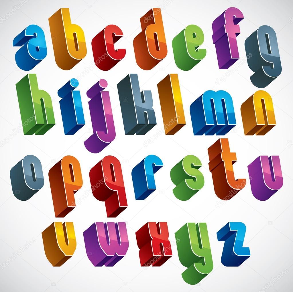 Download 3D font, vetor letras coloridas, geométrico dimensional ...