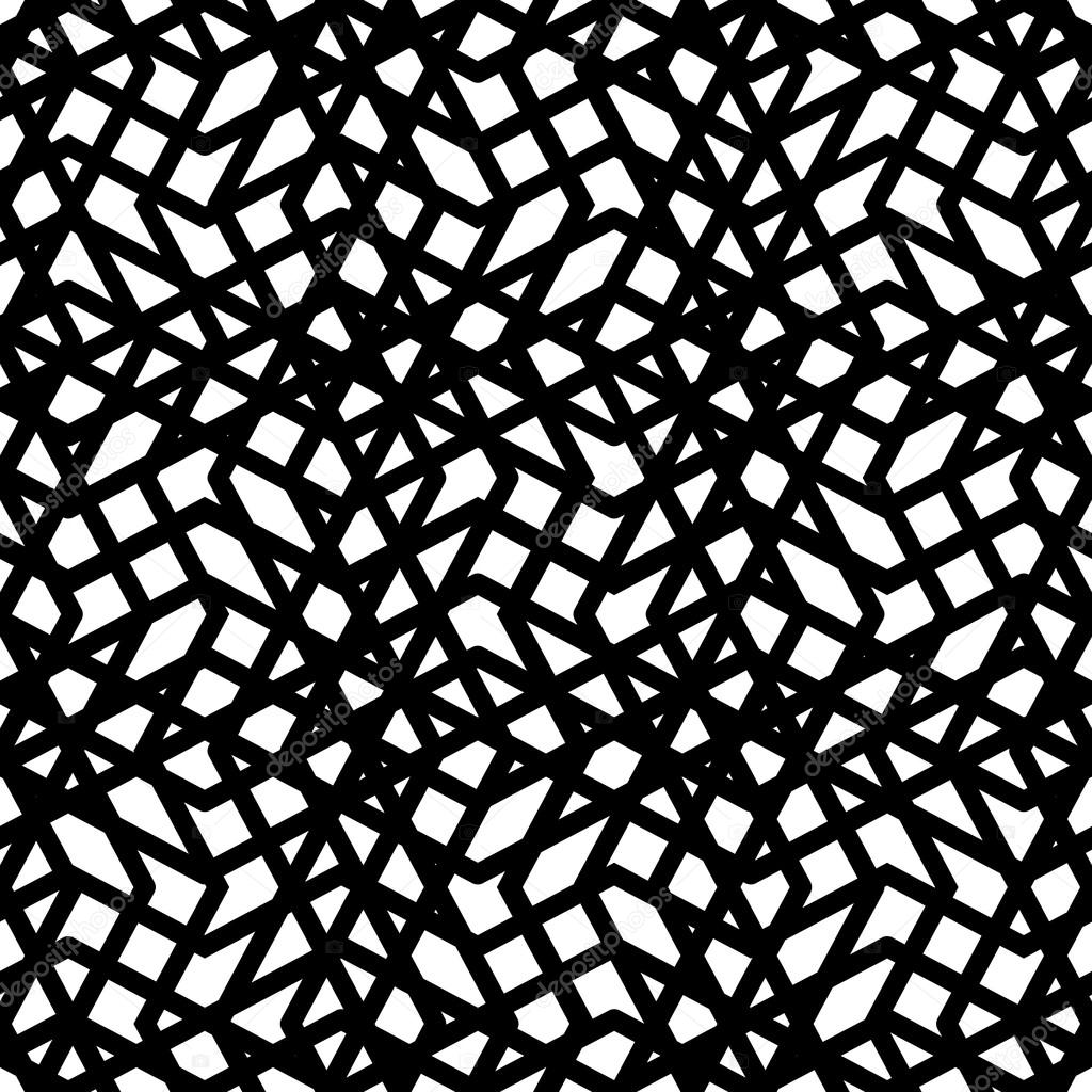 Creative continuous black and white mess pattern, maze motif abs