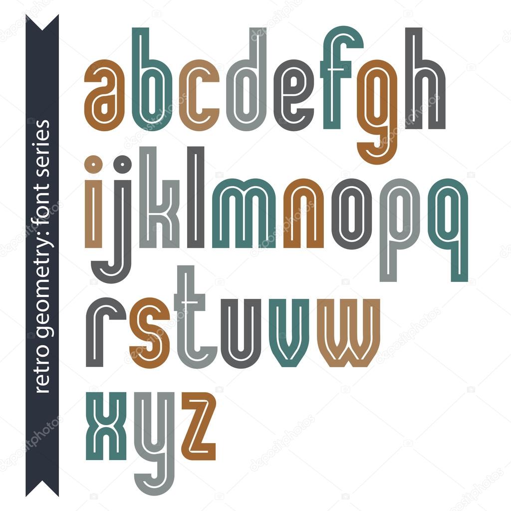 Elegant colorful vector typescript, retro rounded letters isolat