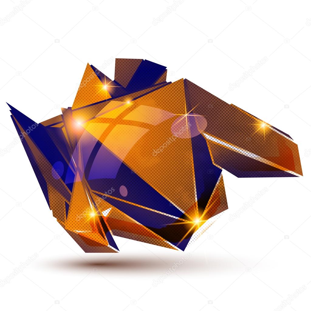 Vector futuristic object with sparkling effect, dimensional text
