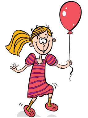Balon ile gülümseyen mutlu küçük kız.