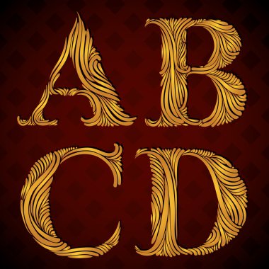 Floral b c d harfleri.