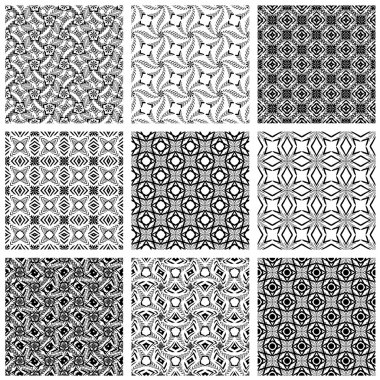 set monochroom geometrische naadloze patronen.