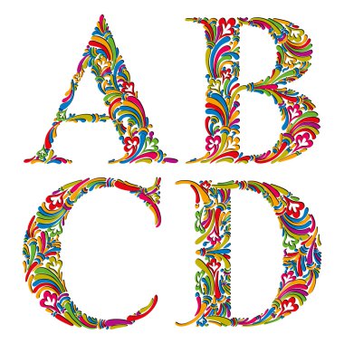 Vintage bir b c d harfleri.