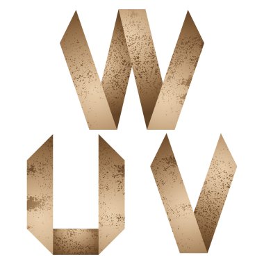 Origami harf u, v, w.