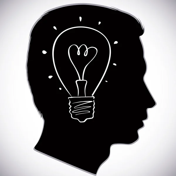 Icône de tête avec symbole d'ampoule idée . — Image vectorielle