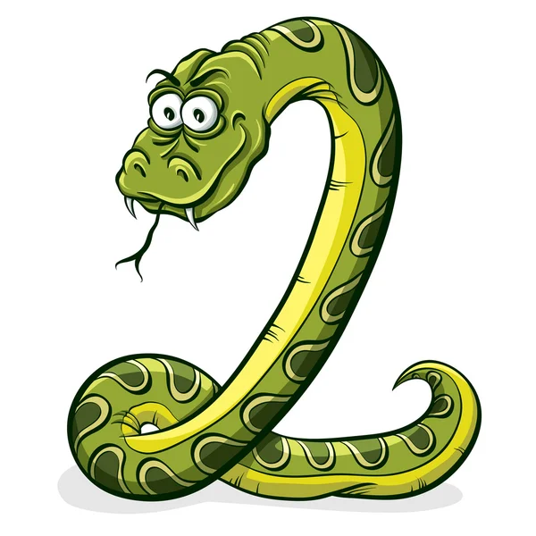 Serpente verde cartone animato . — Vettoriale Stock