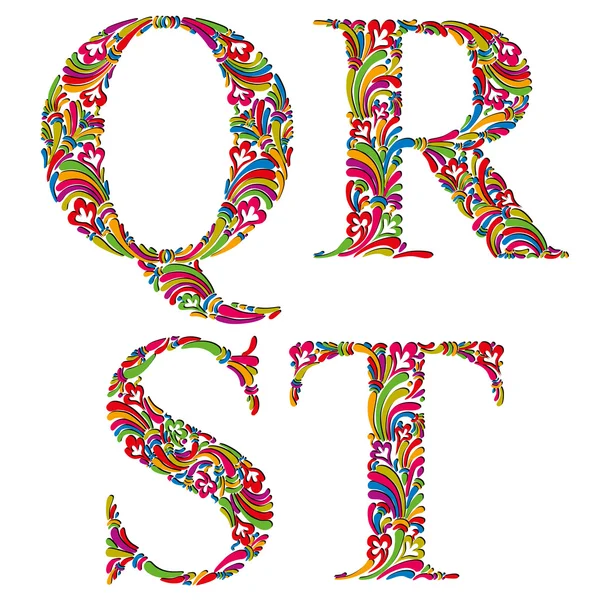 Винтажные буквы q r s t . — стоковый вектор