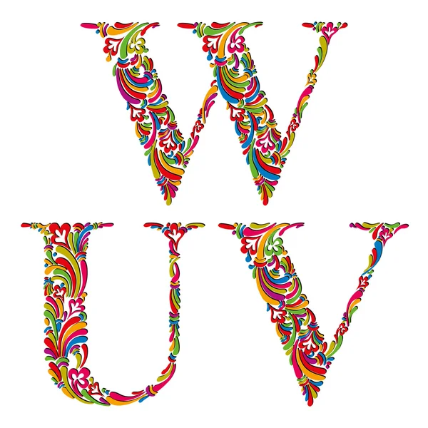 Винтажные буквы u v w . — стоковый вектор