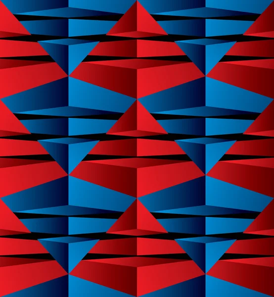 Naadloze geometrische patroon rode en blauwe elementen. — Stockvector