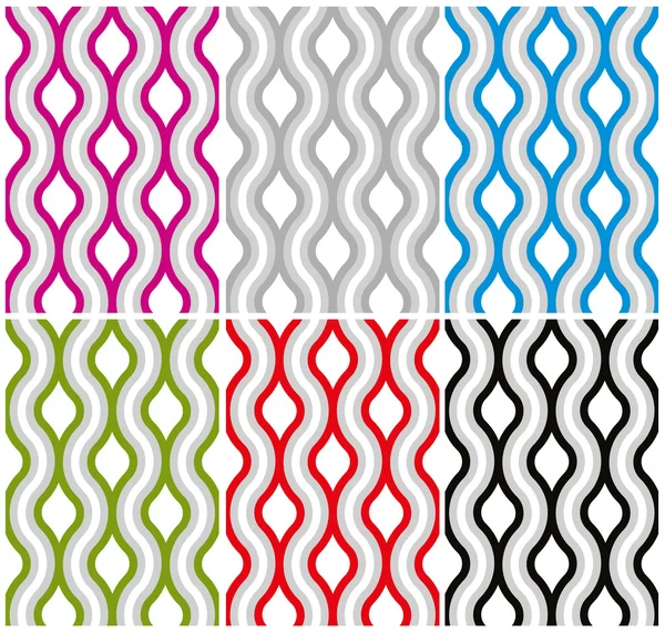 Wavy lines seamless patterns set. — Stock Vector