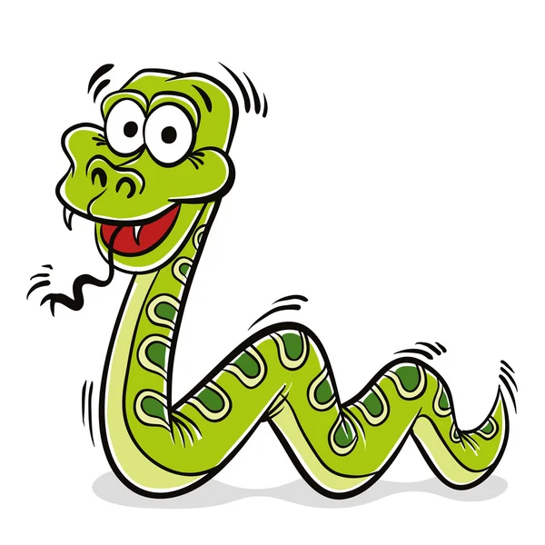 Snake, green snake cartoon. — Stockvector