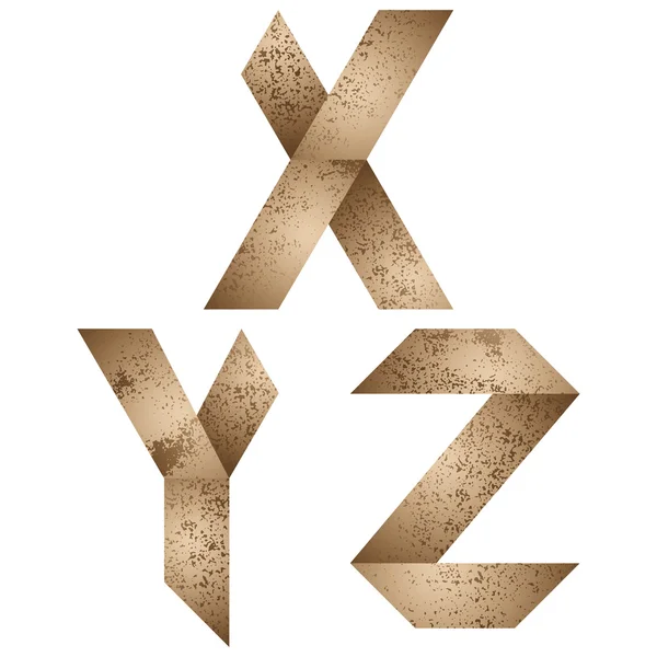 Оригами буквы x, y, z . — стоковый вектор
