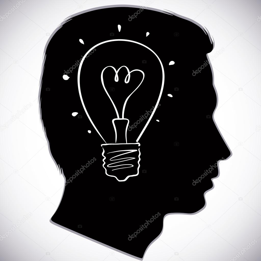 Head icon with idea bulb symbol.