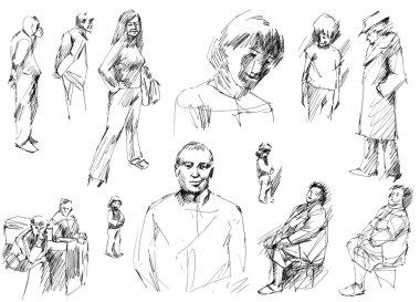 People sketches, hand drawn. clipart