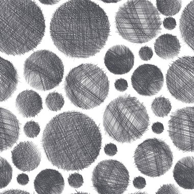 Dikişsiz desen siyah ve beyaz soyut hatları ve daireler.