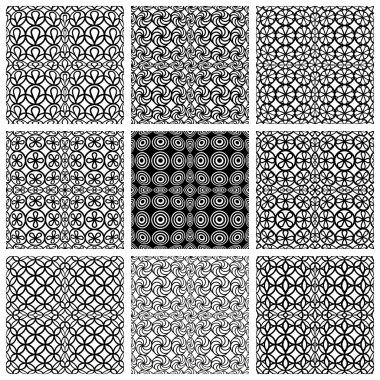Tek renkli geometrik sorunsuz desenleri kümesi.