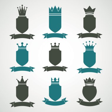 Hanedan Kraliyet blazon illüstrasyonlar set - Imperial dekor çizgili.