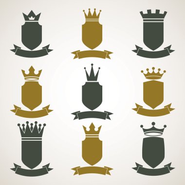 Hanedan Kraliyet blazon illüstrasyonlar set - Imperial dekor çizgili.