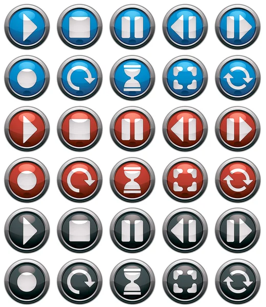 Vecteur de boutons médias . — Image vectorielle